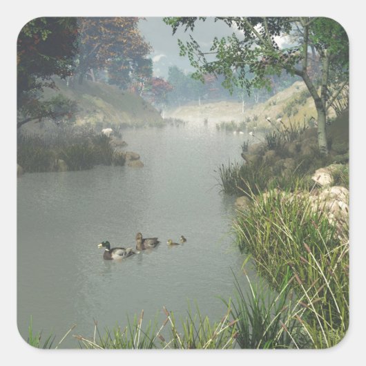 Lazy River Quadratischer Aufkleber (Vorderseite)