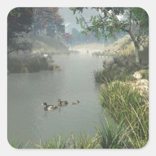 Lazy River Quadratischer Aufkleber