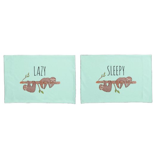 Lazy & Sleepy Niedlich Sloth Design, reversibel Kissenbezug (Vorderseite-Set)
