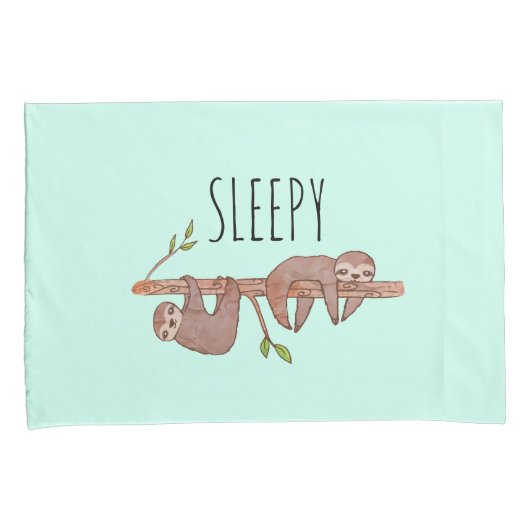 Lazy & Sleepy Niedlich Sloth Design, reversibel Kissenbezug (Vorderseite-Rechts)