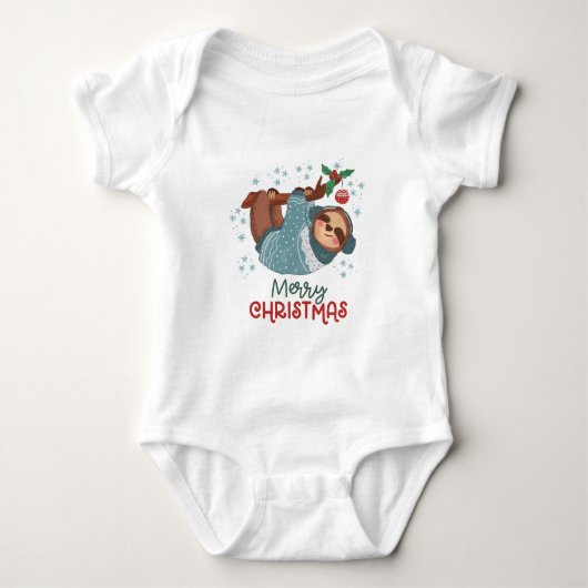 Lazy Sloth Christmas Baby Strampler (Vorderseite)