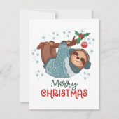Lazy Sloth Christmas Card Dankeskarte (Vorderseite)