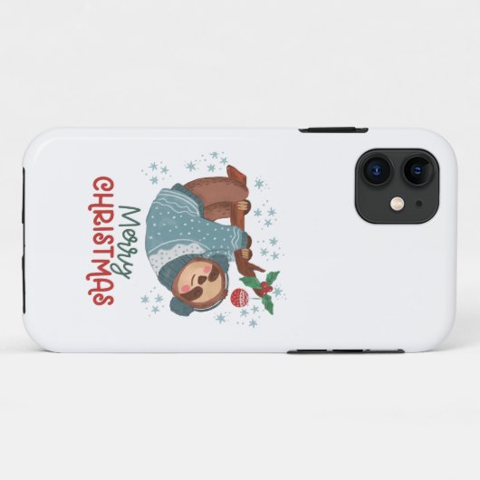 Lazy Sloth Christmas Case-Mate iPhone Hülle (Rückseite (Horizontal))