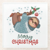 Lazy Sloth Christmas Glasuntersetzer (Vorderseite)