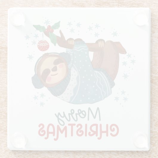Lazy Sloth Christmas Glasuntersetzer (Rückseite)