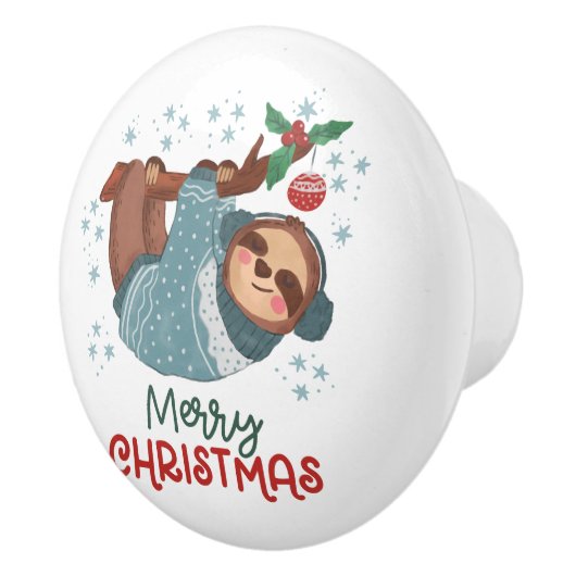Lazy Sloth Christmas Keramikknauf (Rechts)