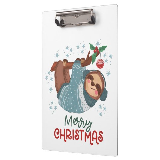 Lazy Sloth Christmas Klemmbrett (Links)