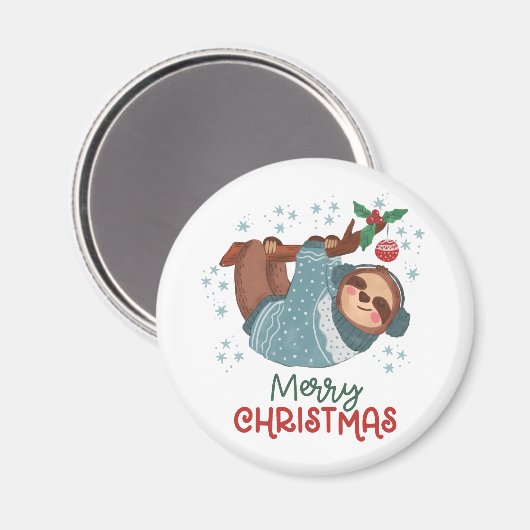 Lazy Sloth Christmas Magnet (Vorderseite/Rückseite)