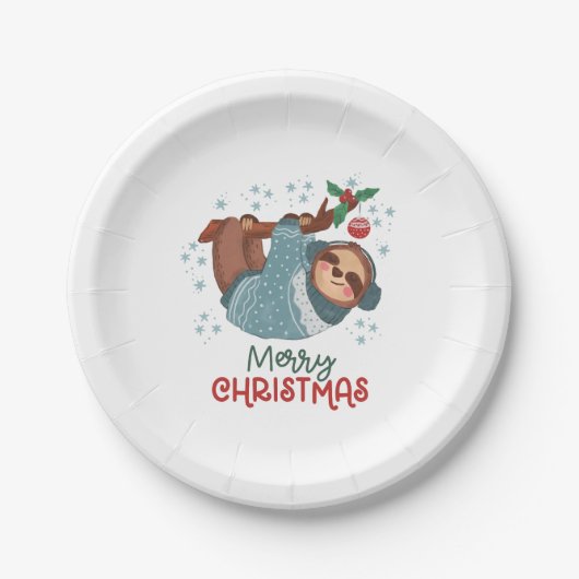 Lazy Sloth Christmas Pappteller (Vorderseite)