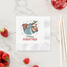 Lazy Sloth Christmas Serviette
