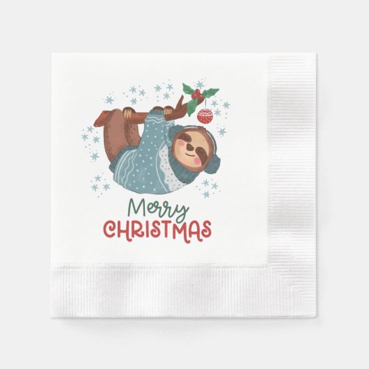 Lazy Sloth Christmas Serviette (Vorderseite)