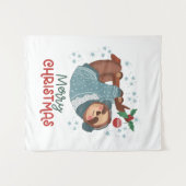Lazy Sloth Christmas Wandteppich (Vorderseite (Horizontal))