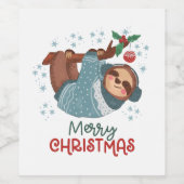 Lazy Sloth Christmas Weinetikett (Einzelnes Label)