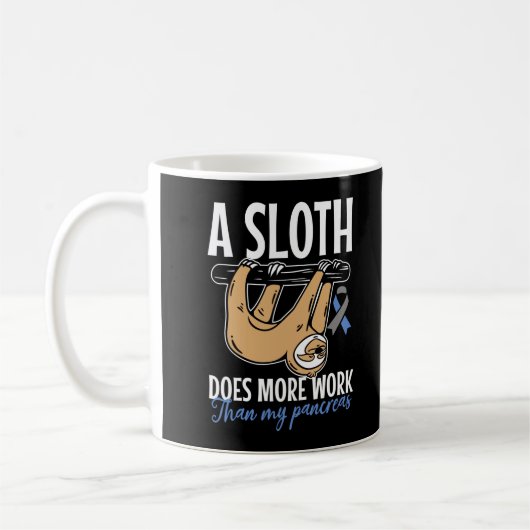 Lazy Sloth Funny Pankreas T1D Diabetes Kaffeetasse (Links)