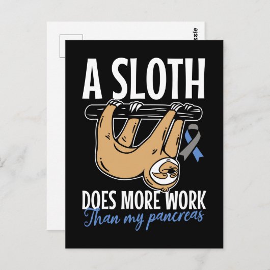 Lazy Sloth Funny Pankreas T1D Diabetes Postkarte (Vorne/Hinten)
