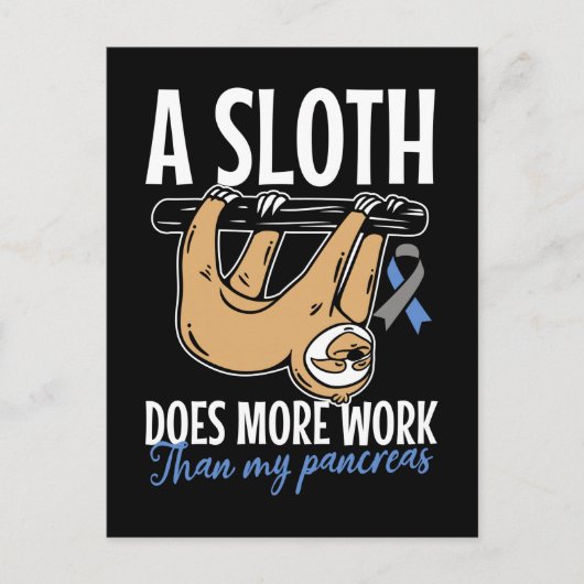Lazy Sloth Funny Pankreas T1D Diabetes Postkarte (Vorderseite)