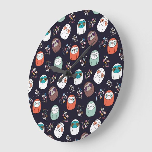 Lazy Sloth Große Wanduhr (Winkel)