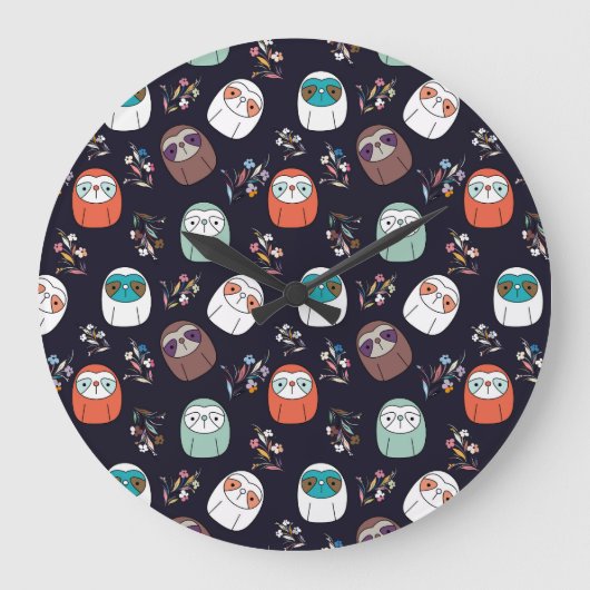 Lazy Sloth Große Wanduhr (Vorderseite)