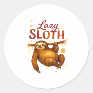Lazy Sloth in Alcohol Ink Classic T - Shirt Runder Aufkleber