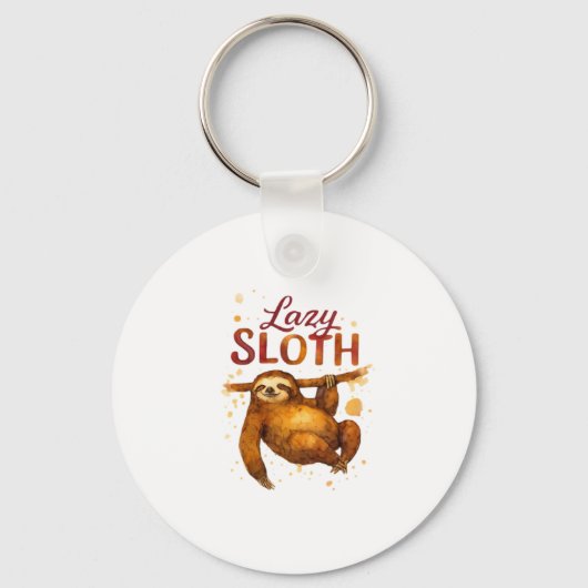 Lazy Sloth in Alcohol Ink Classic T - Shirt Schlüsselanhänger (Vorderseite)