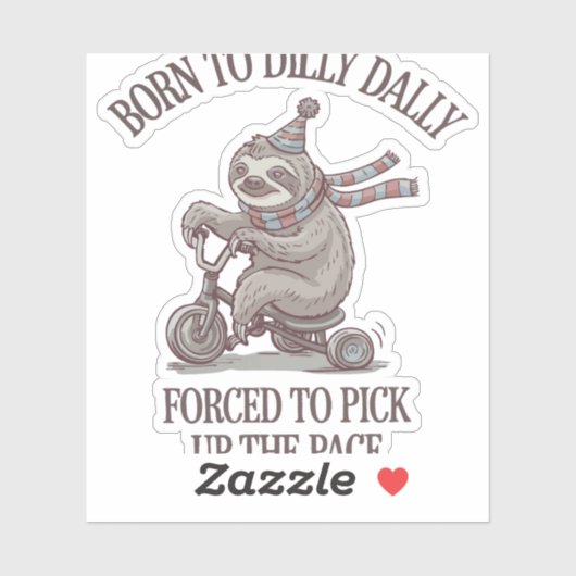Lazy Sloth Retro Bike Cartoon Aufkleber (Blatt)