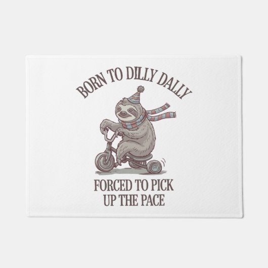 Lazy Sloth Retro Bike Cartoon Fußmatte (Vorderseite)