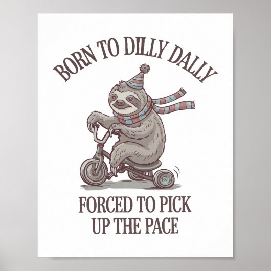 Lazy Sloth Retro Bike Cartoon Poster (Vorne)