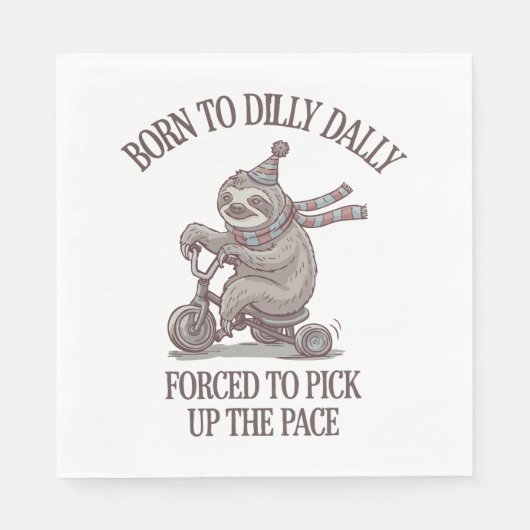 Lazy Sloth Retro Bike Cartoon Serviette (Vorderseite)