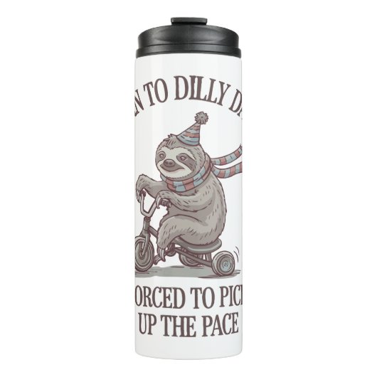 Lazy Sloth Retro Bike Cartoon Thermosbecher (Vorderseite)
