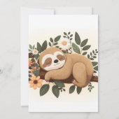 Lazy sloth sleeping on a branch cartoon einladung (Rückseite)