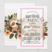 Lazy sloth sleeping on a branch cartoon einladung (Vorne/Hinten)