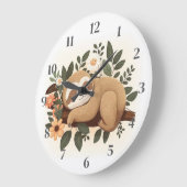 Lazy sloth sleeping on a branch cartoon            große wanduhr (Winkel)