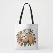 Lazy sloth sleeping on a branch cartoon            tasche (Vorderseite)
