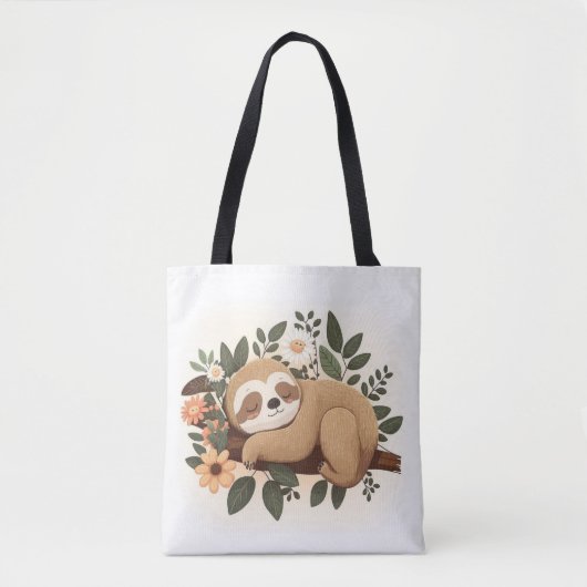 Lazy sloth sleeping on a branch cartoon            tasche (Vorderseite)