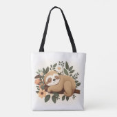 Lazy sloth sleeping on a branch cartoon            tasche (Rückseite)