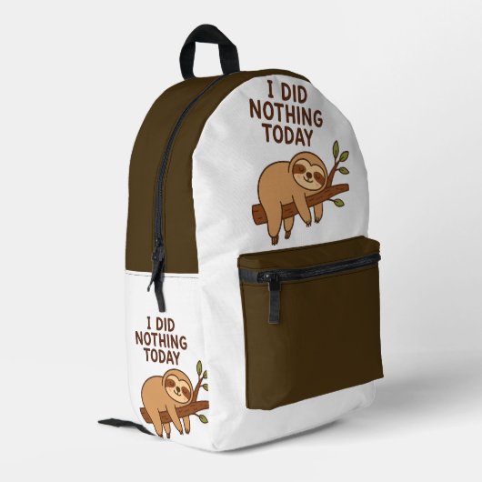 Lazy Sloth Sticker - Cartoon "Ich habe heute nicht Bedruckter Rucksack (Rückseitige Ecke links)
