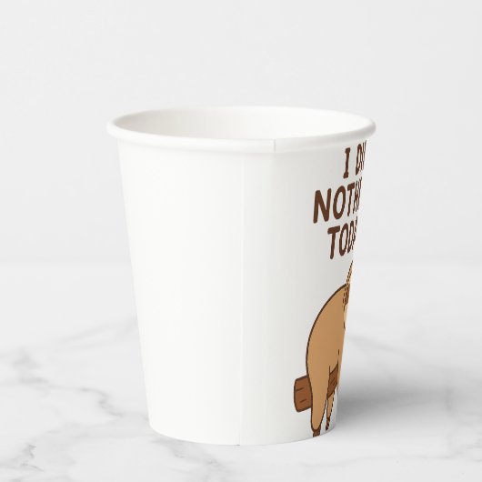 Lazy Sloth Sticker - Cartoon "Ich habe heute nicht Pappbecher (Rechts)