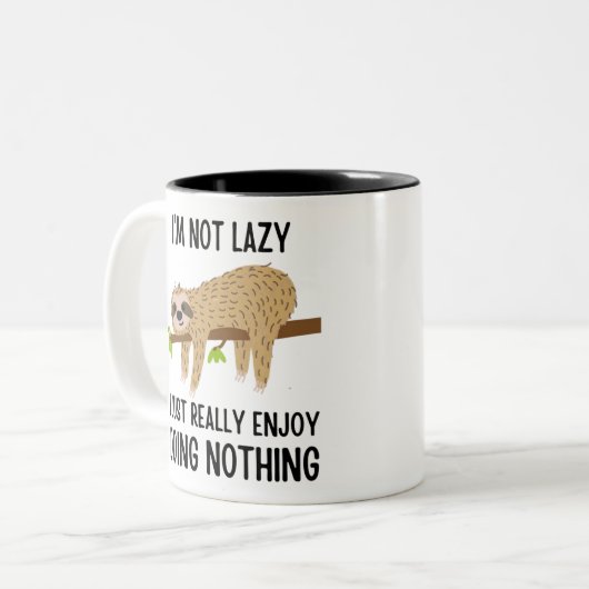 Lazy Sloth tut nichts Zweifarbige Tasse (Vorderseite Links)