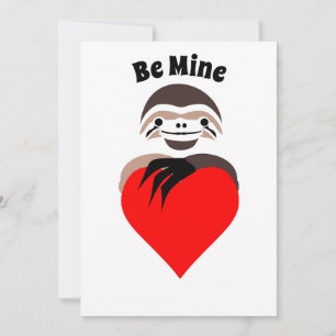 Lazy Sloth umarmt eine rote Liebe Feiertagskarte