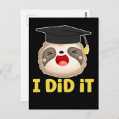 Lazy Student Graduate Sloth Abschluss Postkarte (Vorne/Hinten)