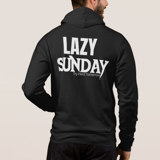 Lazy Sunday Basic Zip up B&W mit Backhoodie Hoodie (Rückseite)