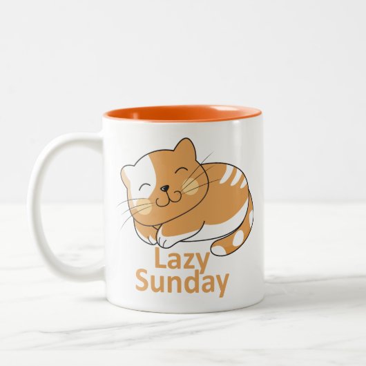 "Lazy Sunday, Happy Heart Zweifarbige Tasse (Links)