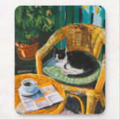 Lazy Sunday Morning | Gemütliches Cat & Coffee-Gem Mousepad (Vorne)