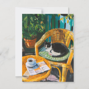 Lazy Sunday Morning   Gemütliches Cat & Coffee-Gem Postkarte