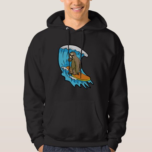 Lazy Surfen Sloth Surfer Surfboard Wave Riding Hoodie (Vorderseite)