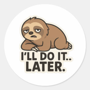 Lazy Teddy bear Runder Aufkleber