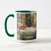 Lazy und glücklicher roter Cat in Luxusbath Tasse (Links)