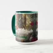 Lazy und glücklicher roter Cat in Luxusbath Tasse (Vorderseite Links)