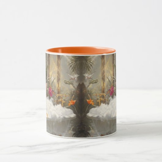 Lazy und glücklicher roter Cat in Luxusbath Tasse (Zentrum)