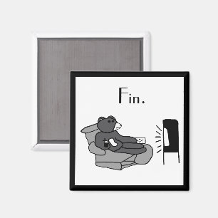 Lazy Vater Bear Cartoon mit "Fin", Noir Movie Joke Magnet